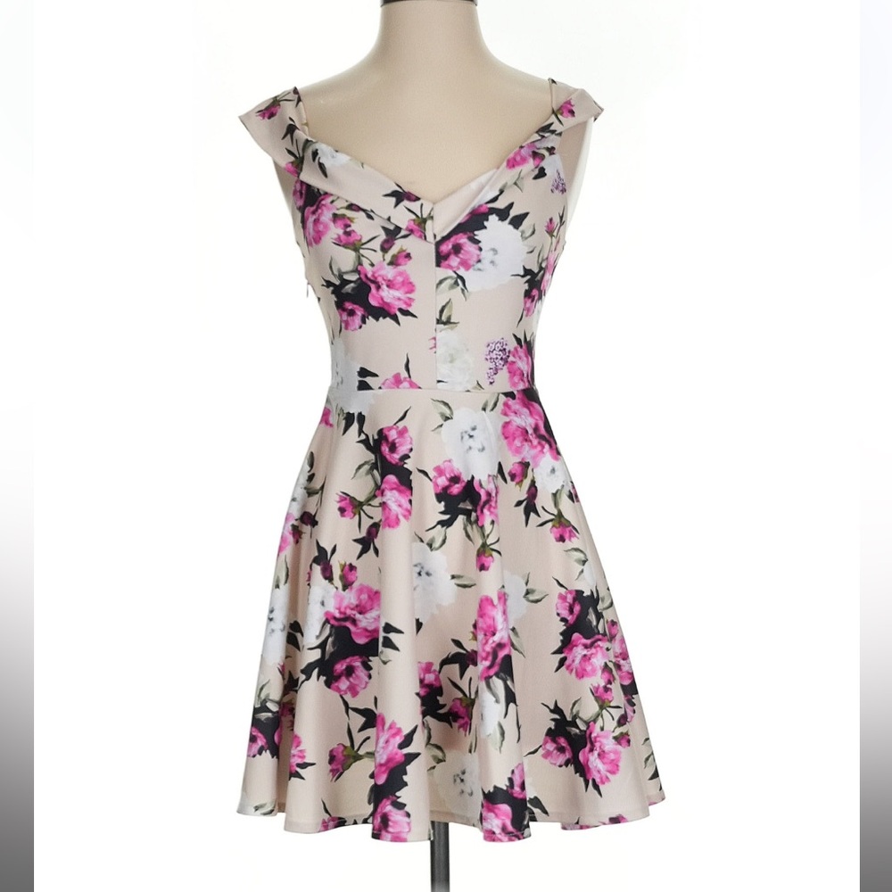 NEW Floral Off the Shoulder Dress in Cream with Pink and White Flowers Size S